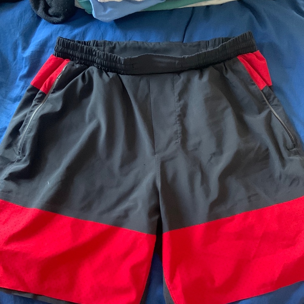 lululemon running shorts- gray and red
